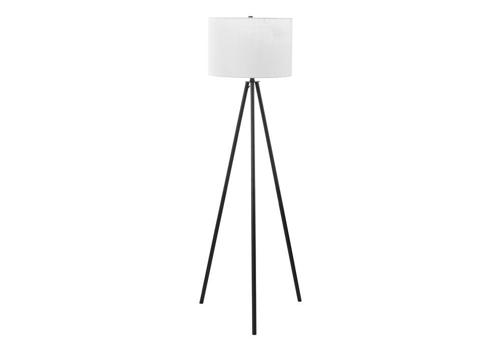 63" Black LED Light Changing Floor Lamp With Cream Fabric Drum Shade