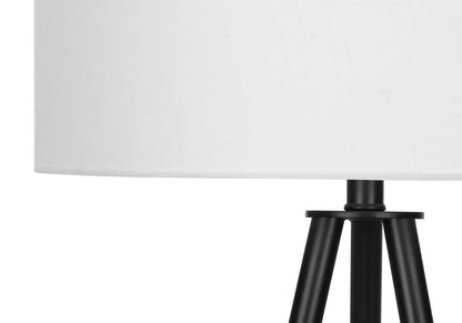 63" Black LED Light Changing Floor Lamp With Cream Fabric Drum Shade