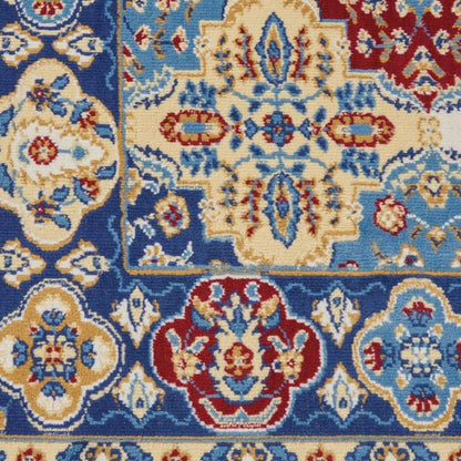 3' X 5' Red Blue and Light Brown Ogee Distressed Non Skid Area Rug