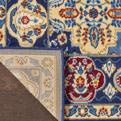 3' X 5' Red Blue and Light Brown Ogee Distressed Non Skid Area Rug