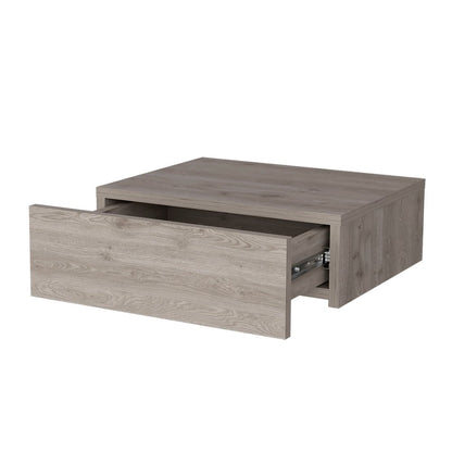 16" Gray Wood One Drawer Floating Nightstand