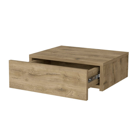 16" Beige Wood One Drawer Floating Nightstand