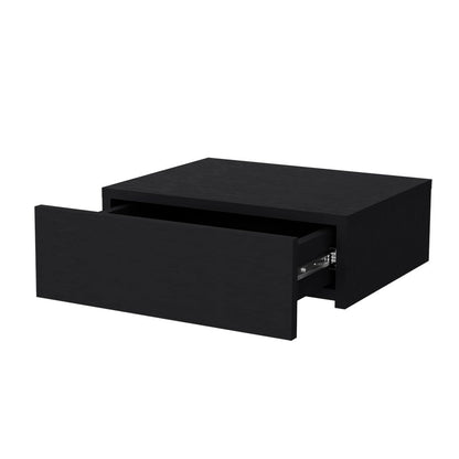 16" Black Wood One Drawer Floating Nightstand