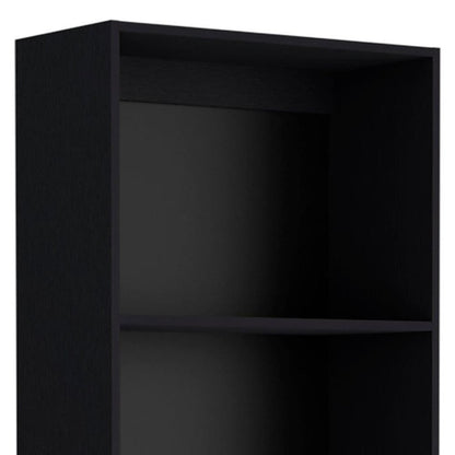 Set of Three Black Wood Five Tier Bookcase