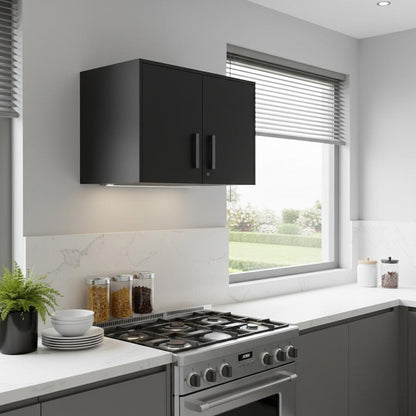 28" Black Wall mounted Accent Cabinet With Four Shelves