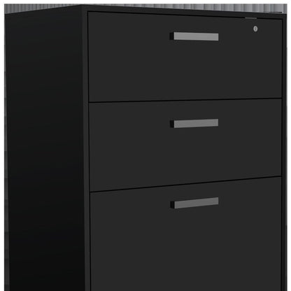 28" Black Wall mounted Accent Cabinet With Eight Shelves And Six Drawers