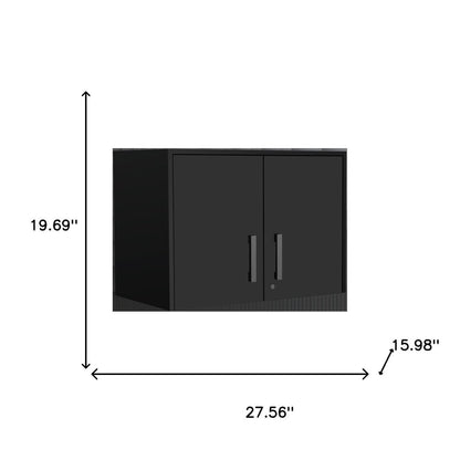 28" Black Wall mounted Accent Cabinet With Seven Shelves And Six Drawers