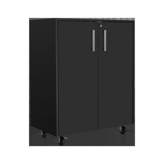 7 Black Wood Wall Mounted Accent Cabinet With Ten Doors And Six Drawers