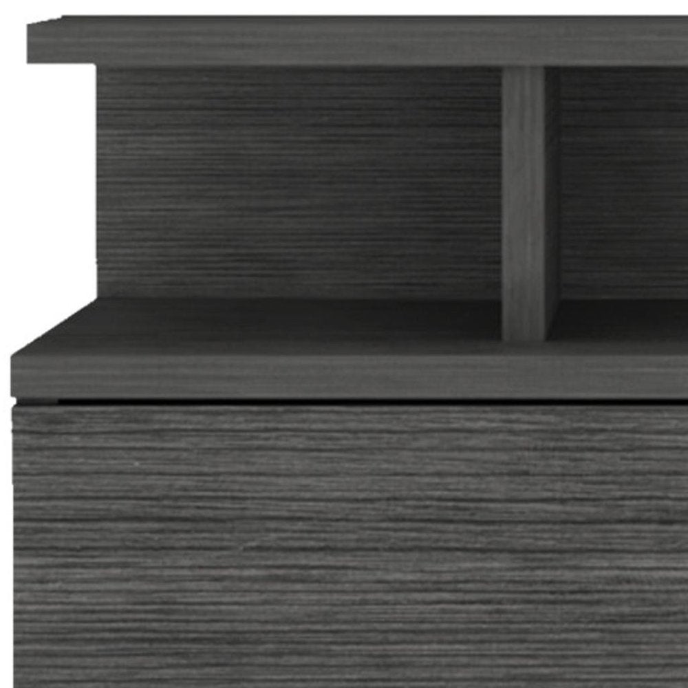 13" Dark Gray Wood One Drawer Floating Nightstand
