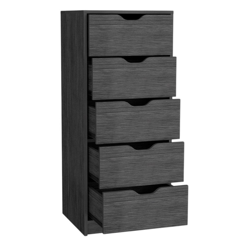18" Gray Five Drawer Standard Chest