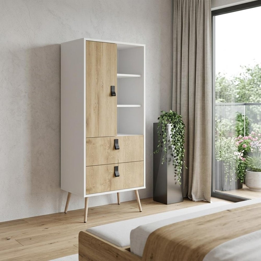 20" White and Natural Two Drawer Chest