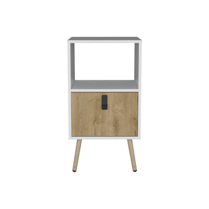 22" White One Drawer Faux Wood Nightstand