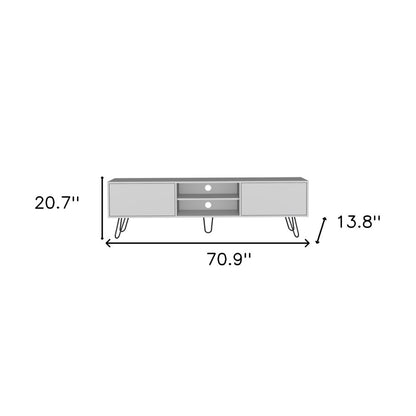 71" White Cabinet Open And Enclosed Storage TV Stand
