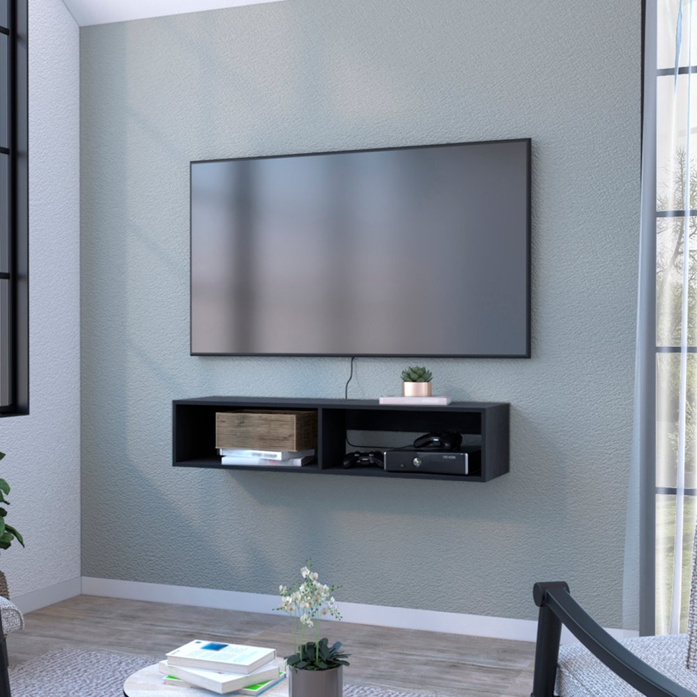 48" Black Floating Mount Entertainment Center