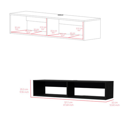 48" Black Floating Mount Entertainment Center
