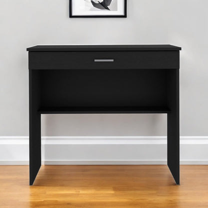 32" Black Wood Computer Desk With Drawer