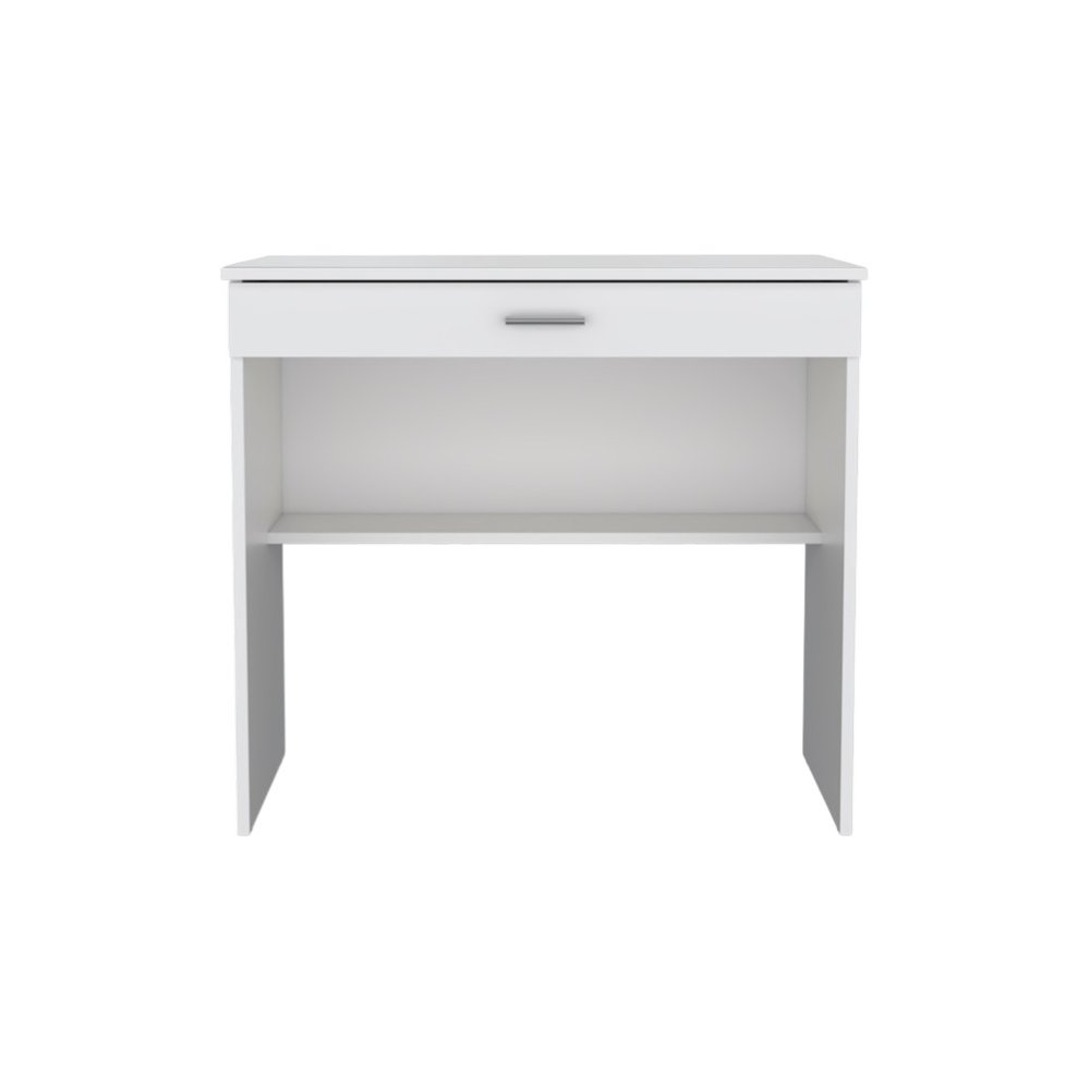32" White Wood Computer Desk With Drawer