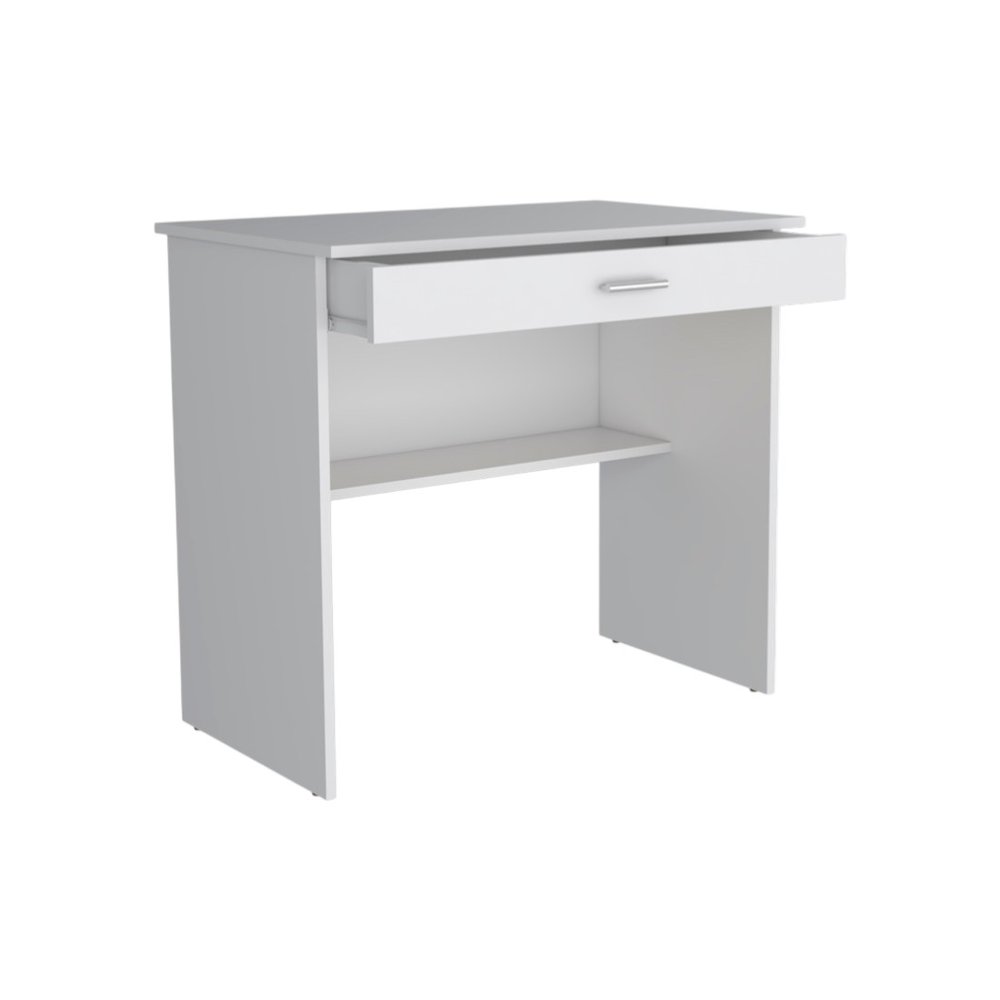 32" White Wood Computer Desk With Drawer