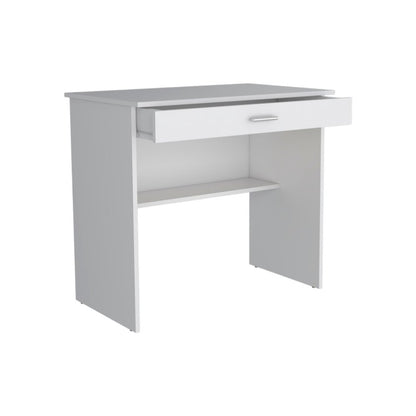 32" White Wood Computer Desk With Drawer