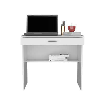 32" White Wood Computer Desk With Drawer