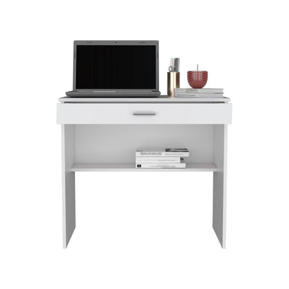 32" White Wood Computer Desk With Drawer