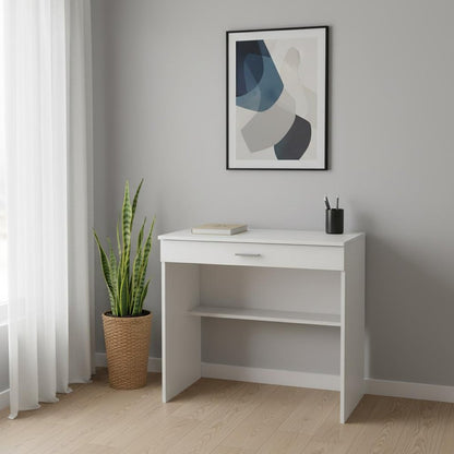 32" White Wood Computer Desk With Drawer