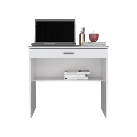 32" White Wood Computer Desk With Drawer