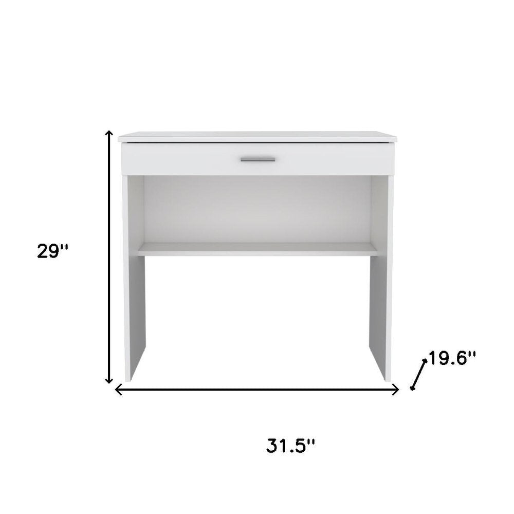 32" White Wood Computer Desk With Drawer