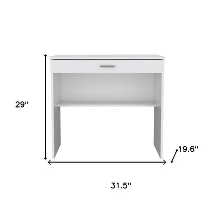 32" White Wood Computer Desk With Drawer