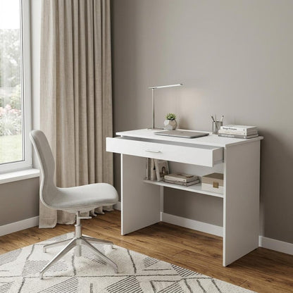 32" White Wood Computer Desk With Drawer