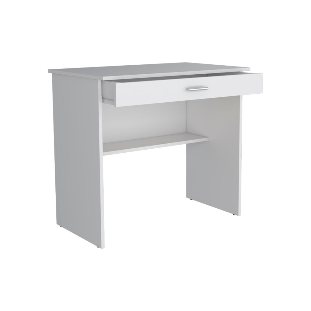 32" White Wood Computer Desk With Drawer