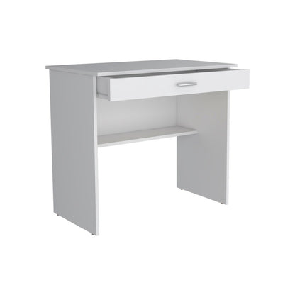 32" White Wood Computer Desk With Drawer
