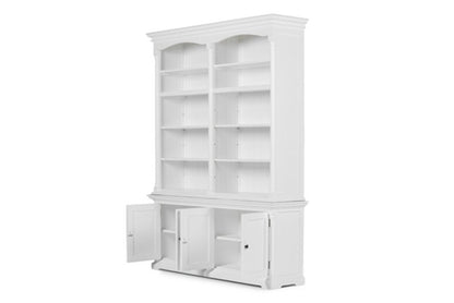65" White Solid Wood Frame Dining Hutch With Fourteen Shelves