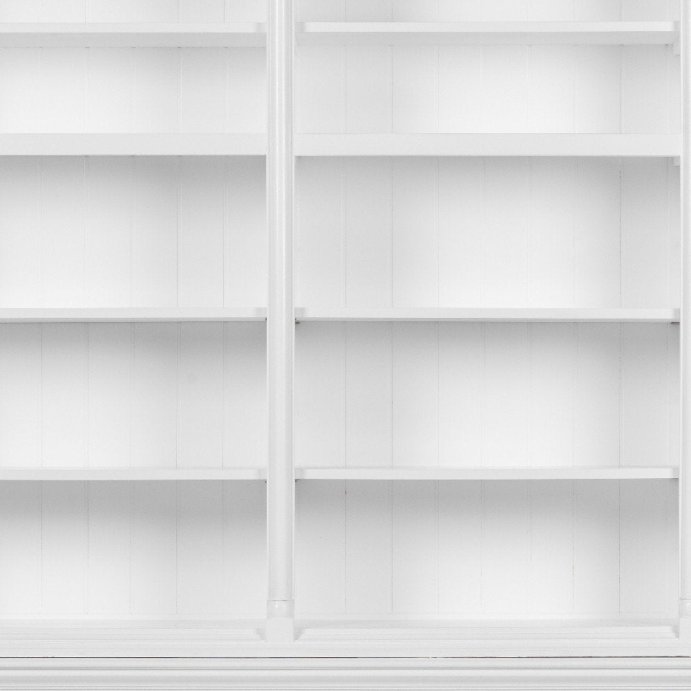 65" White Solid Wood Frame Dining Hutch With Fourteen Shelves