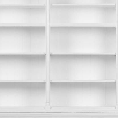 65" White Solid Wood Frame Dining Hutch With Fourteen Shelves