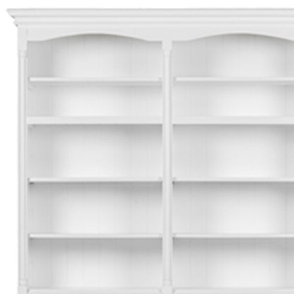 65" White Solid Wood Frame Dining Hutch With Fourteen Shelves