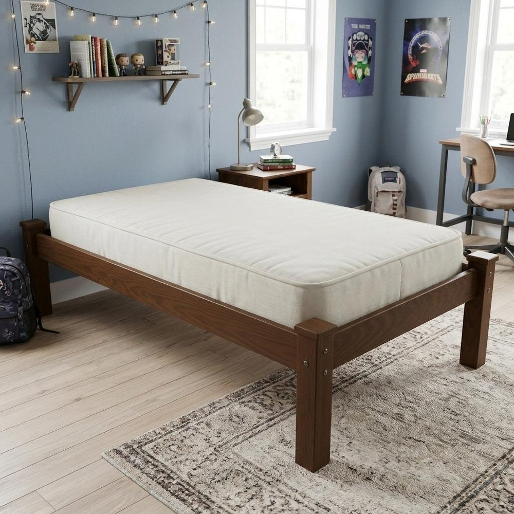 Brown Solid Wood Twin Bed Frame