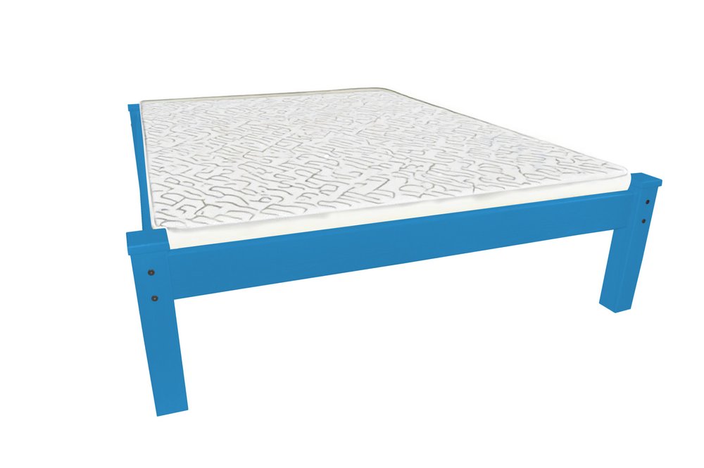 Caribbean Blue Solid Wood Twin Bed Frame