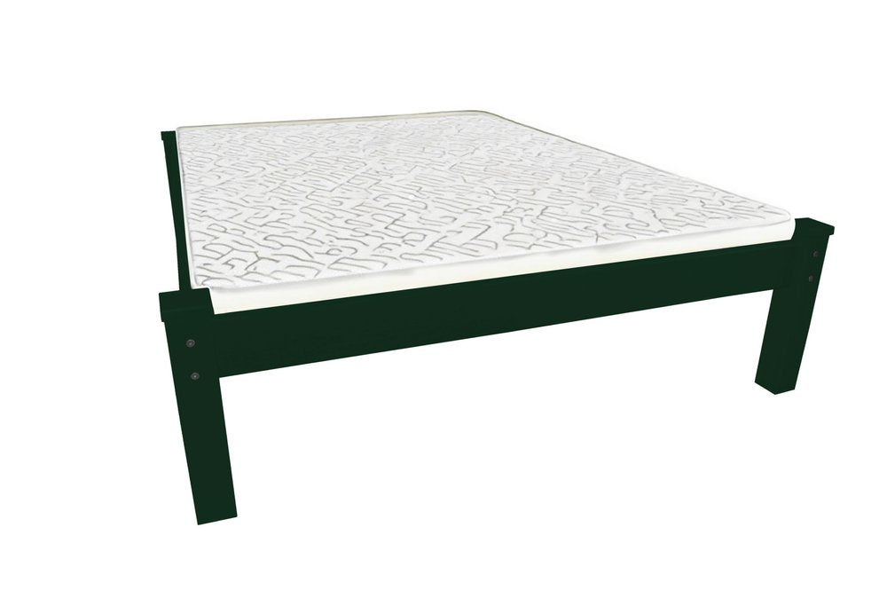 Dark Green Solid Wood Twin Bed Frame