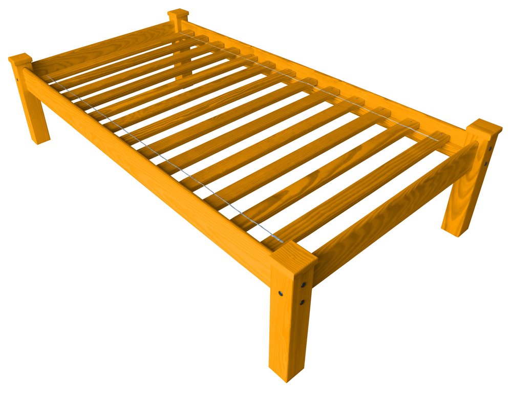 Yellow Solid Wood Twin Bed Frame