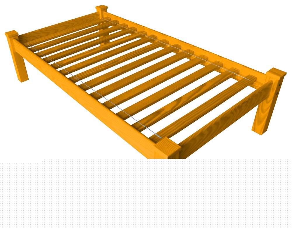 Yellow Solid Wood Twin Bed Frame