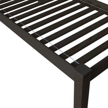 Dark Brown Solid Wood Twin Bed Frame