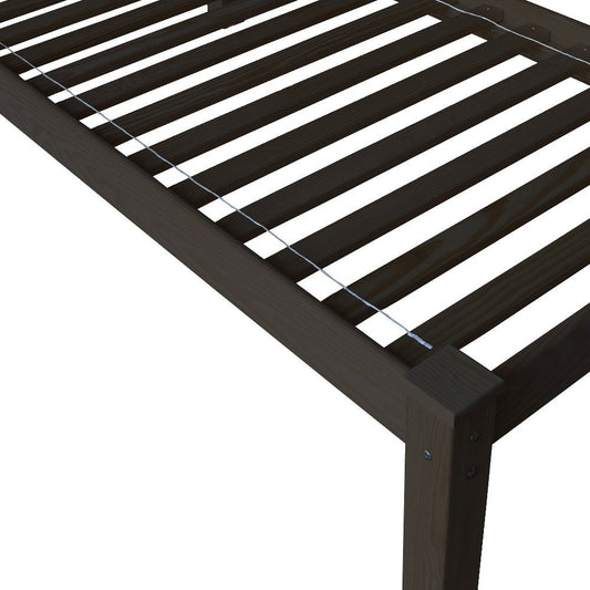 Dark Brown Solid Wood Twin Bed Frame