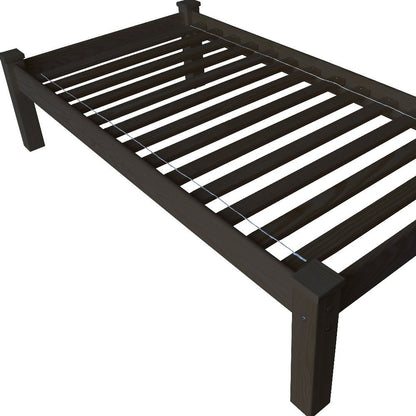 Dark Brown Solid Wood Twin Bed Frame
