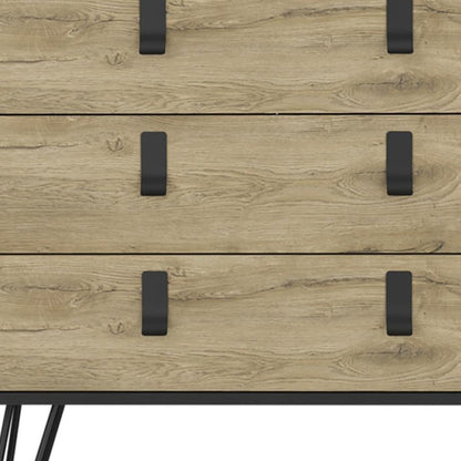 32" Natural and Black Three Drawer Dresser
