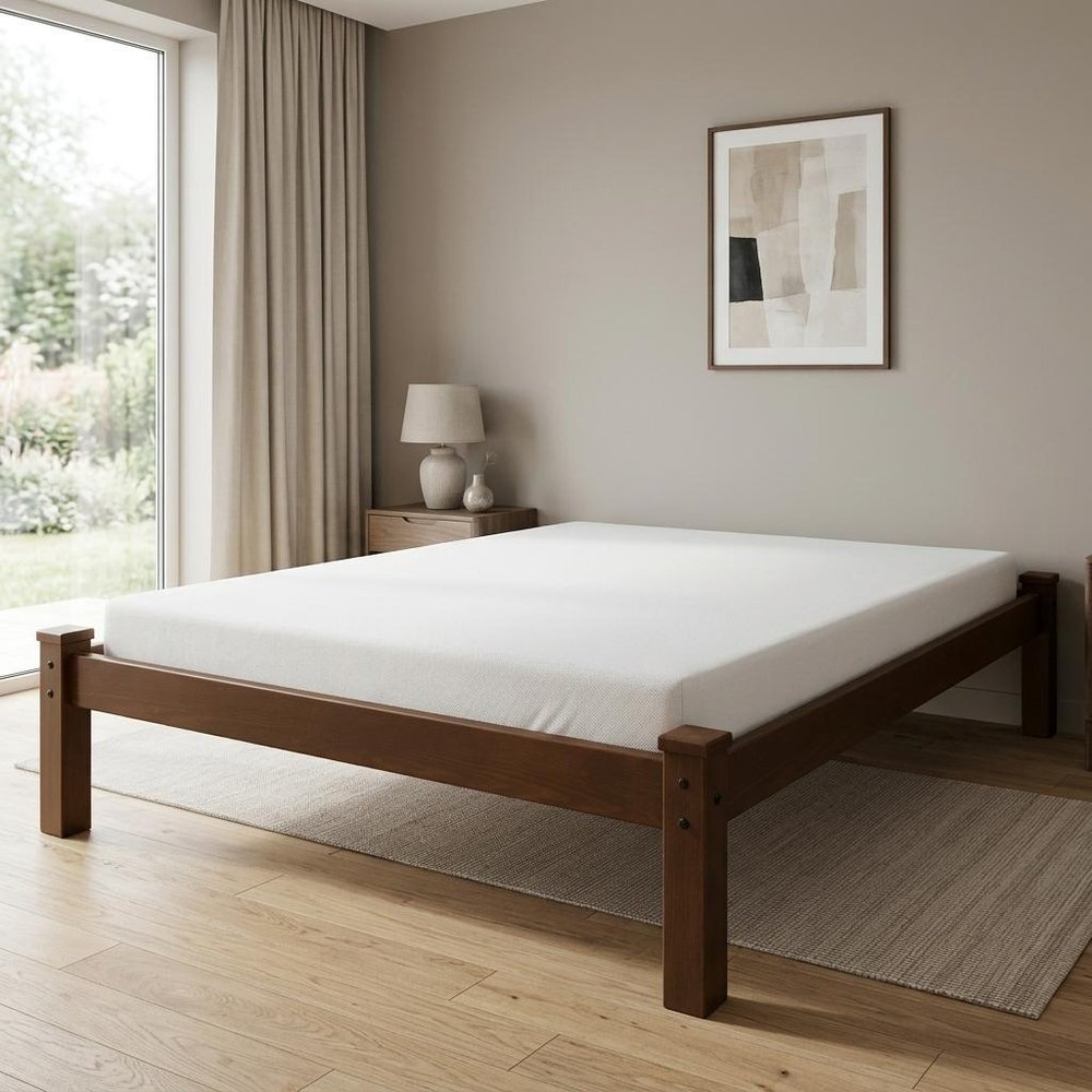 Brown Solid Wood Full Bed Frame