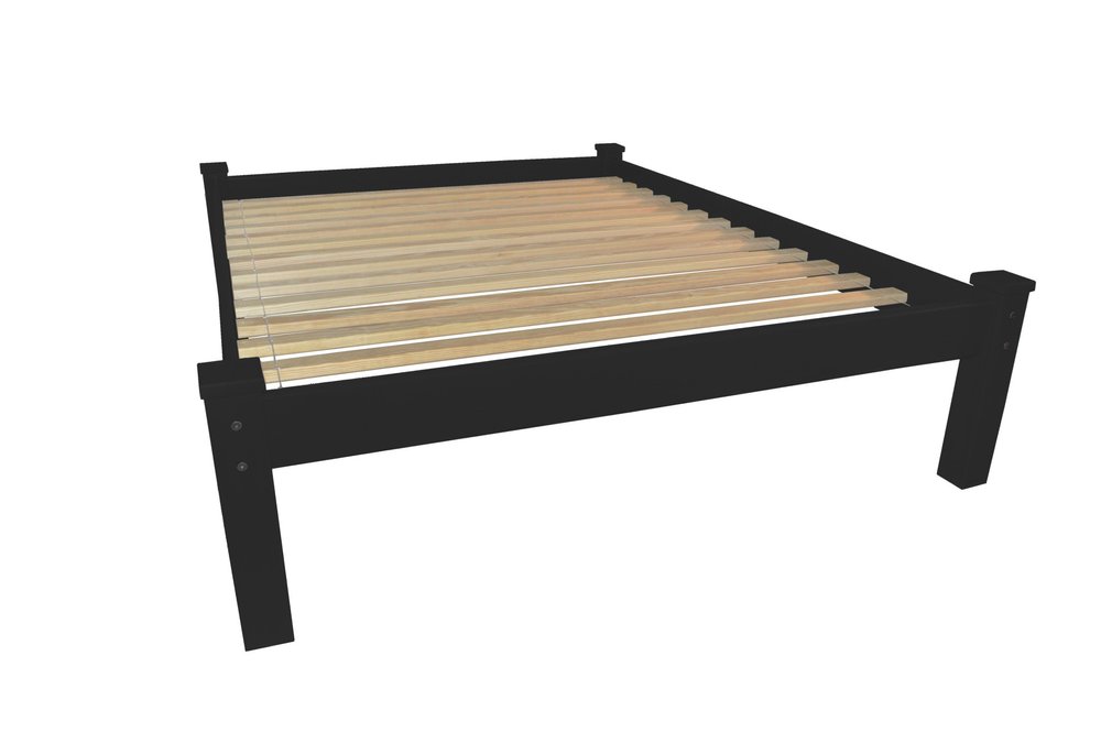 Black Solid Wood Full Bed Frame
