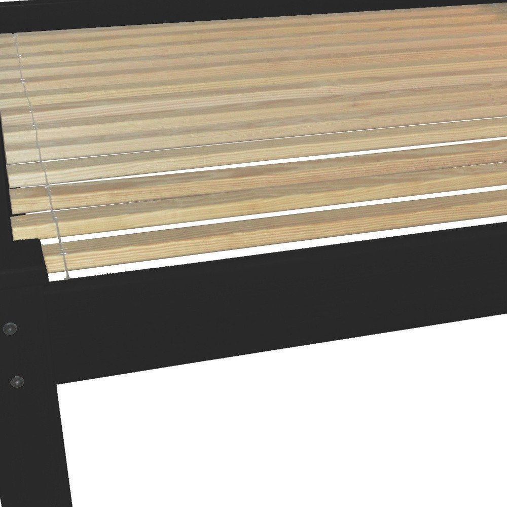 Black Solid Wood Full Bed Frame