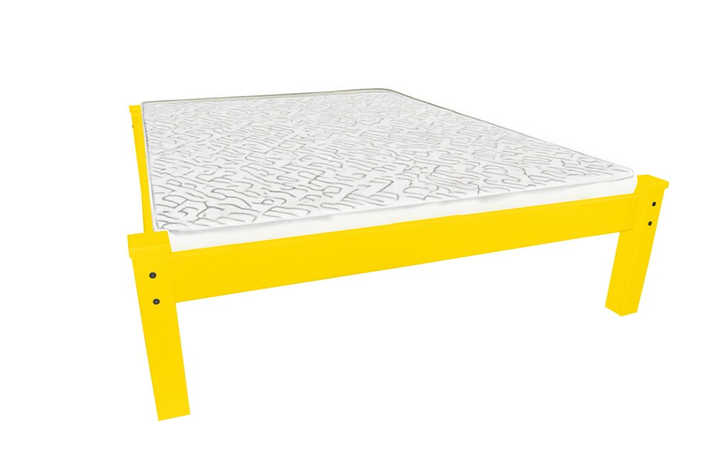 Canary Yellow Solid Wood Full Bed Frame