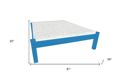 Caribbean Blue Solid Wood Full Bed Frame